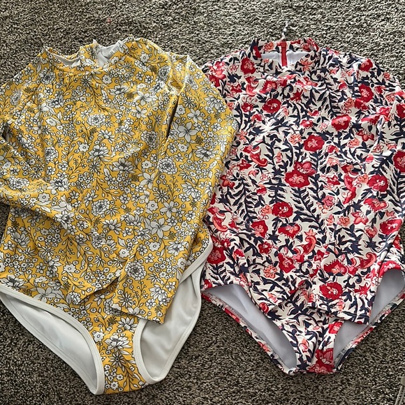 Roxy Kids Swim One Piece - Yellow and Red Floral - Picture 1 of 4
